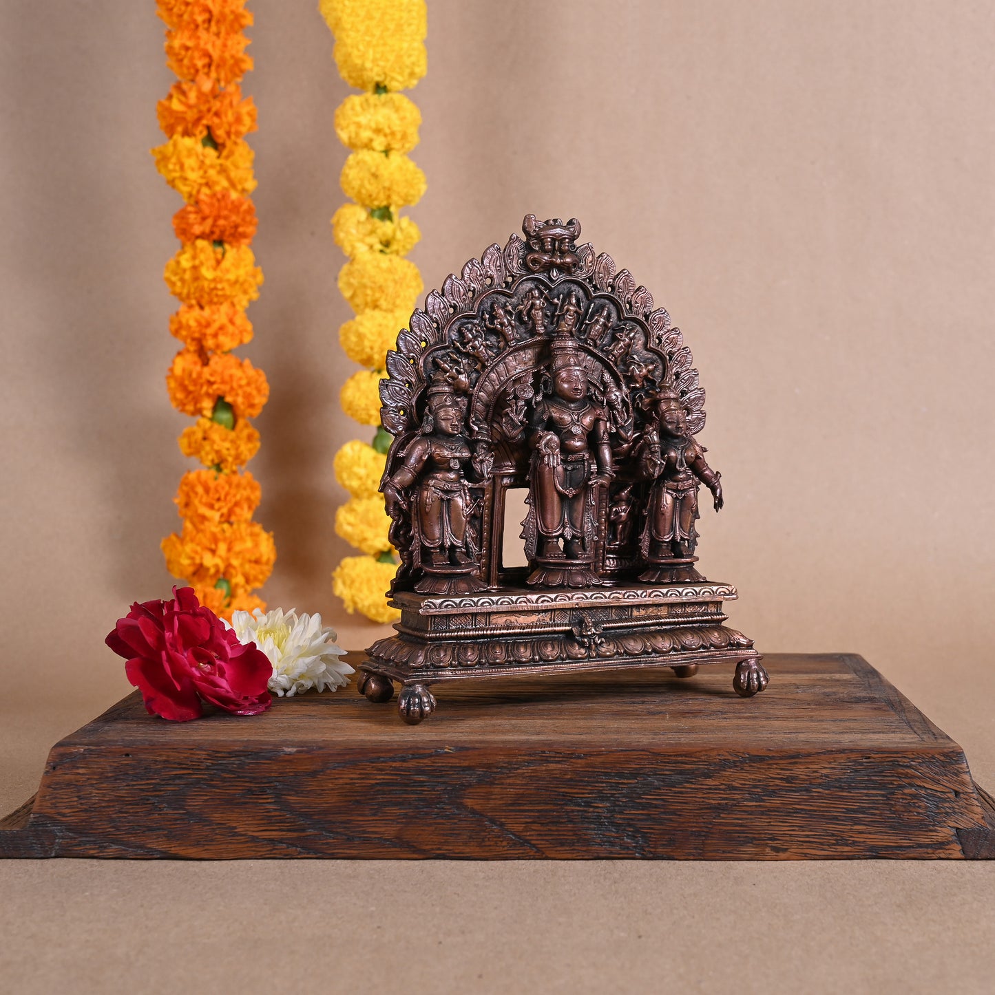 Sridevi Bhudevi Sameta Venkateswara Swamy Idols Statue Copper Set ( 7" )