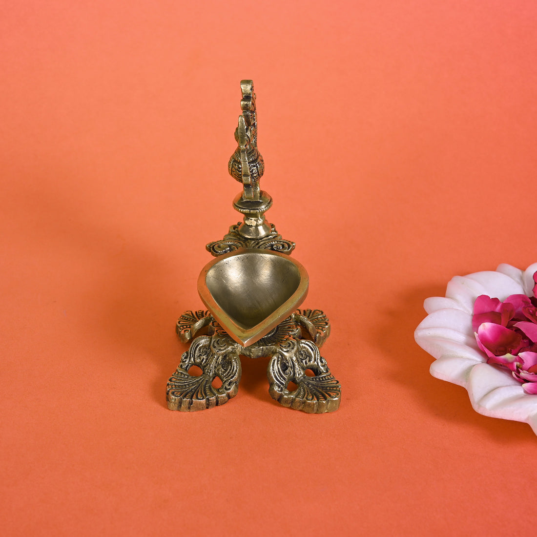 Brass Leaf Diya With Handle ( 5" )