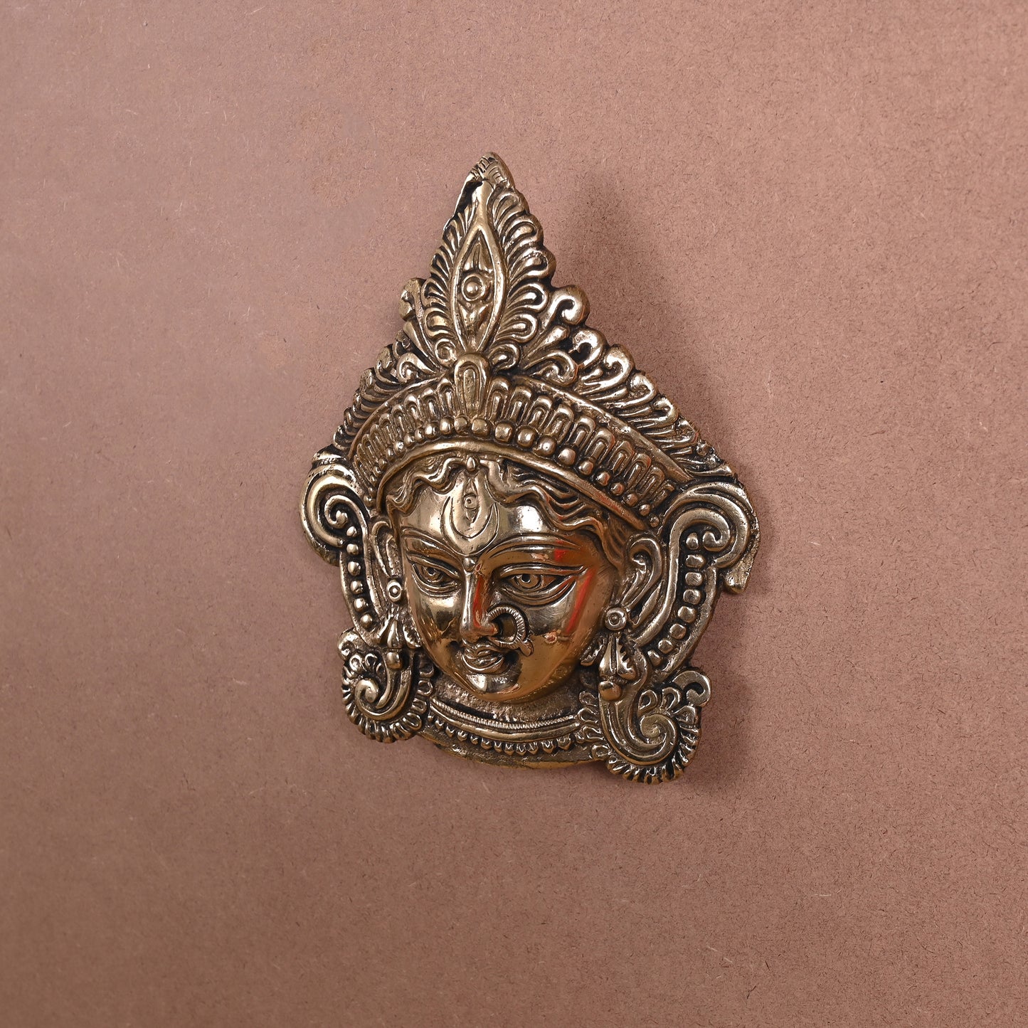 Brass Durga Wall Hanging Mask ( 1" )
