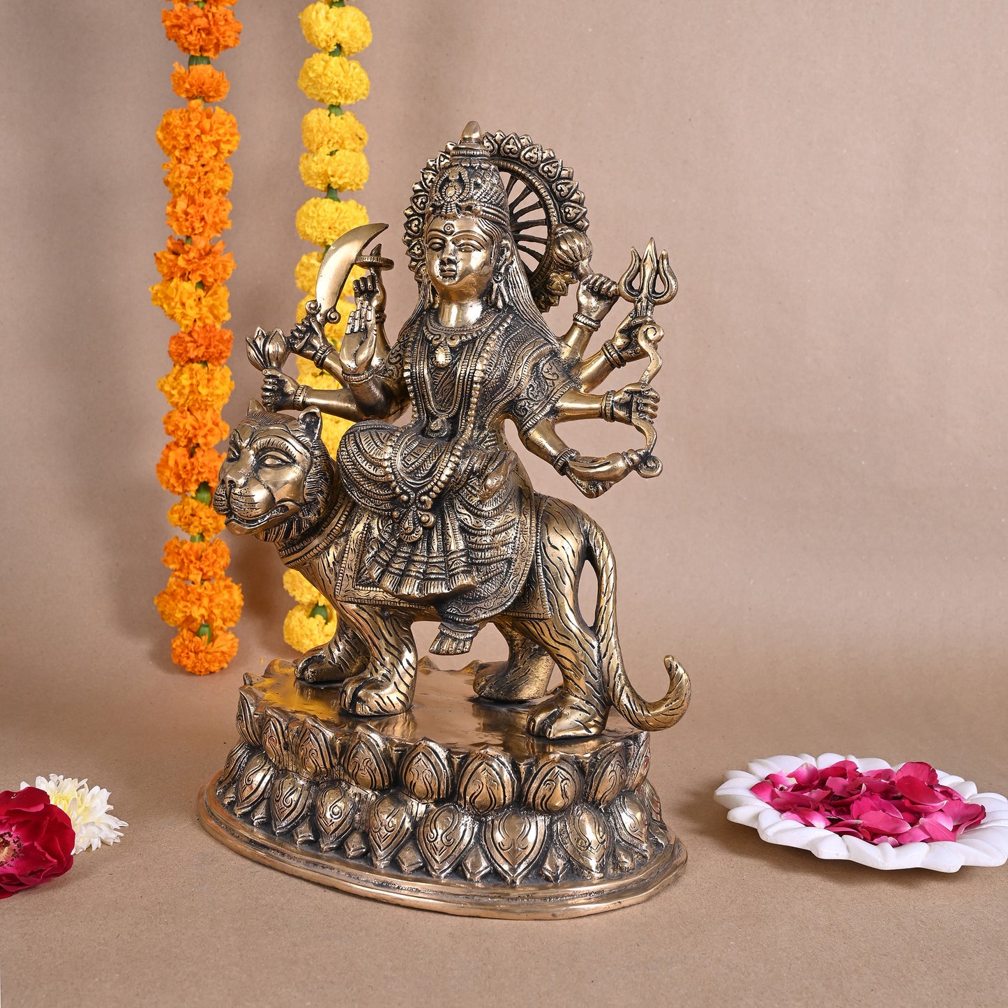 Brass Goddess Durga Idol ( 15" )