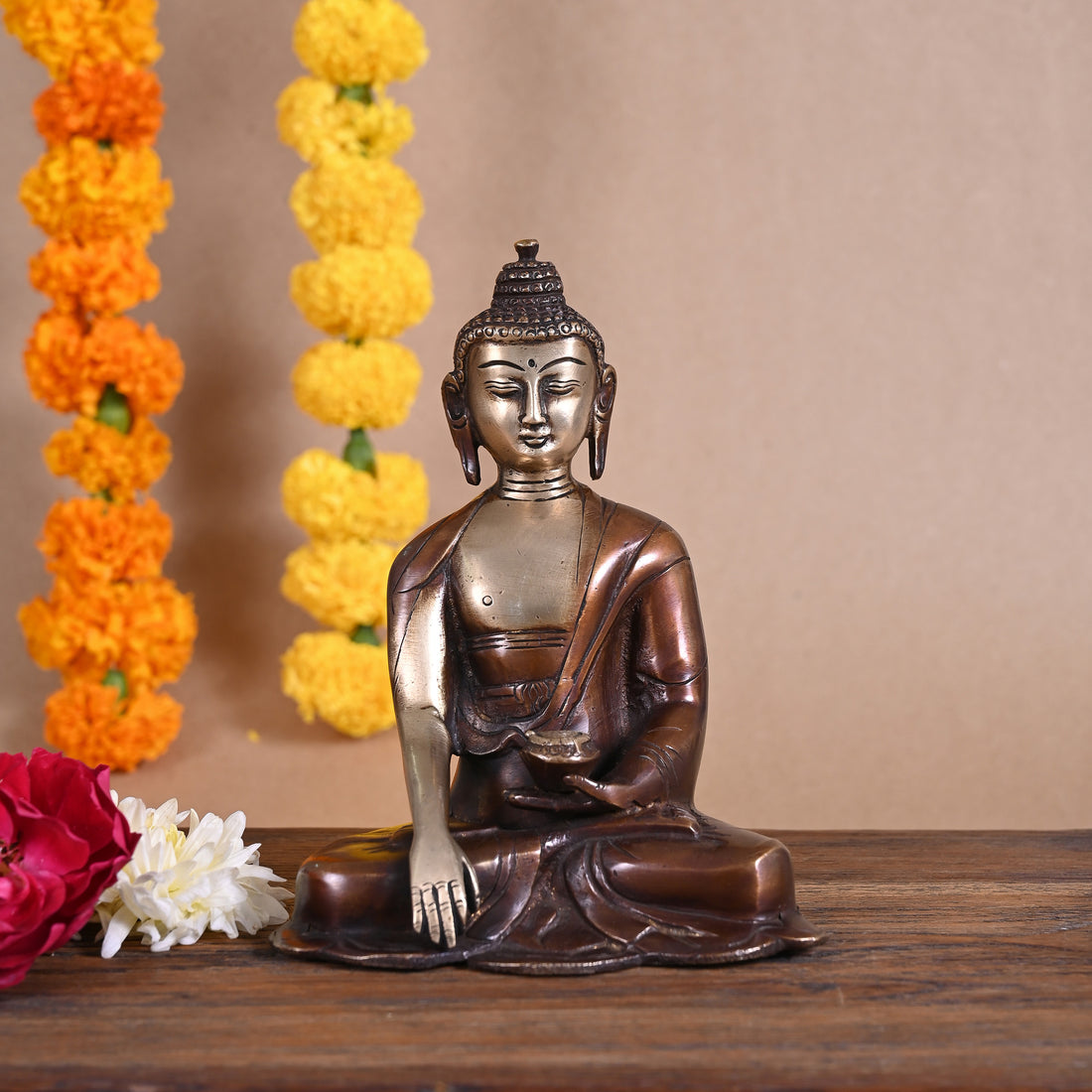 Brass Engraved Meditating Buddha ( 6 " )