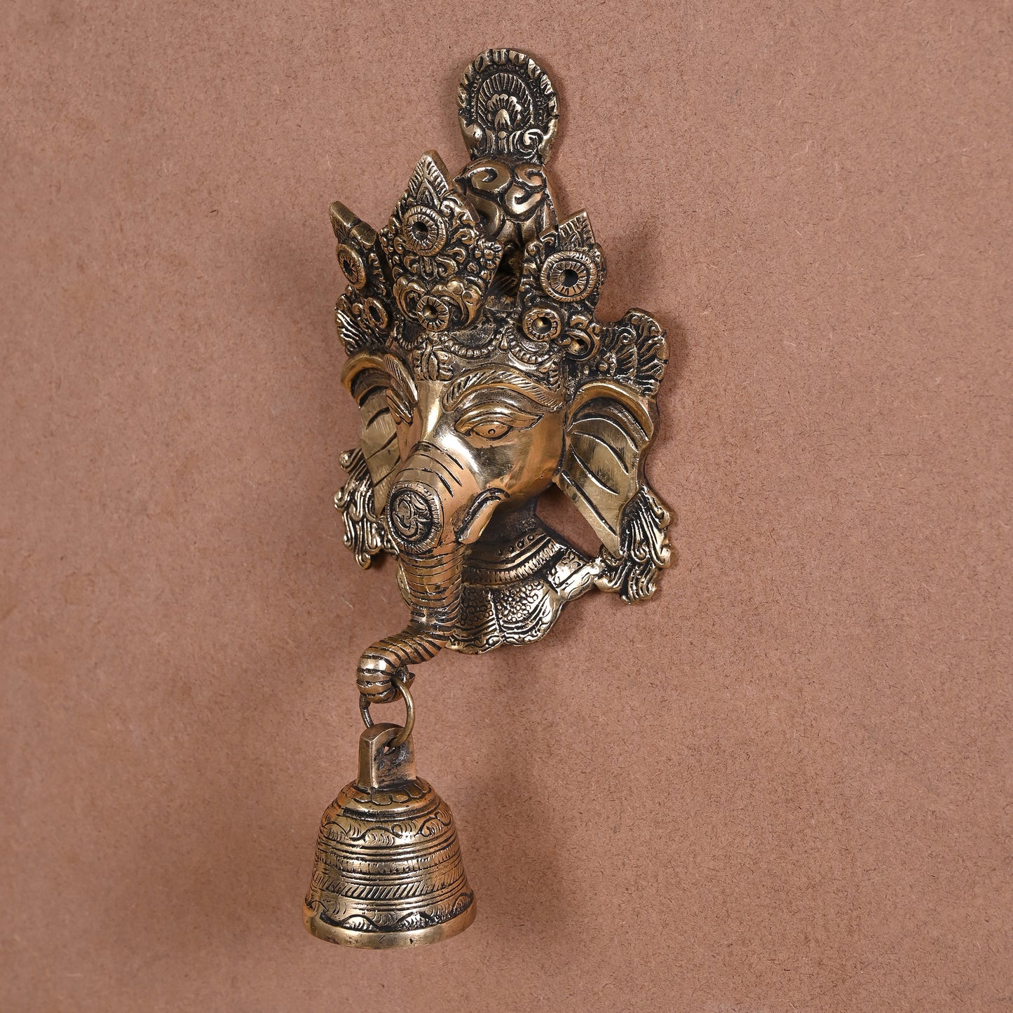 brass Ganesh idol with hanging bell (10")