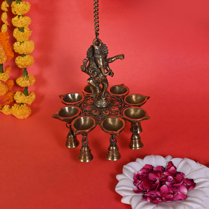 Brass Ganesha with hanging Diyas ( 27.5" )