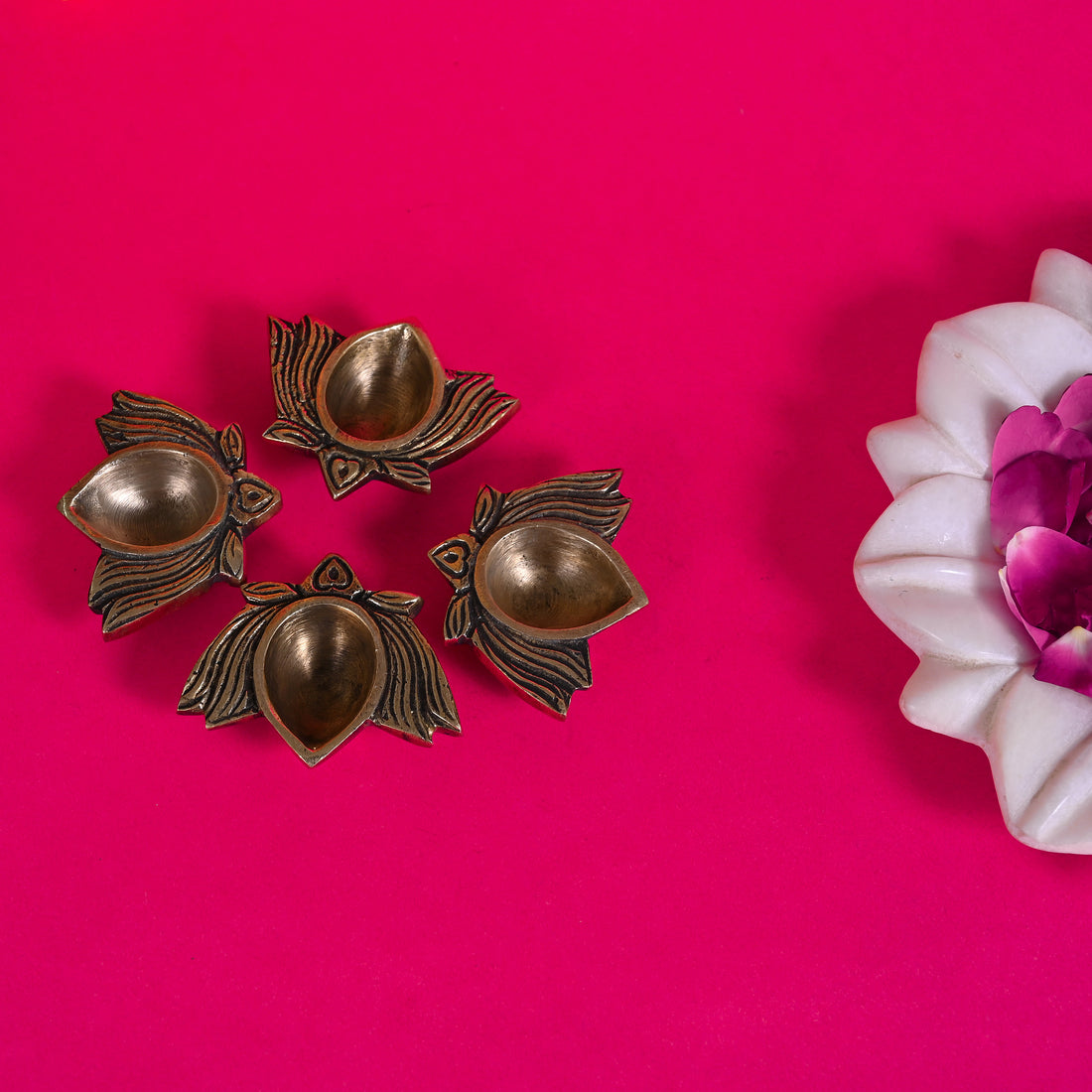 Brass Lotus Diya S/4 ( 1" )