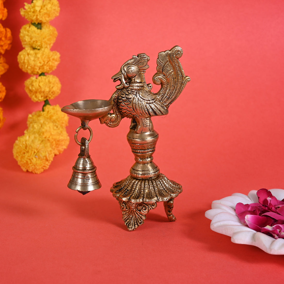 Brass Peacock Diya ( 7" )