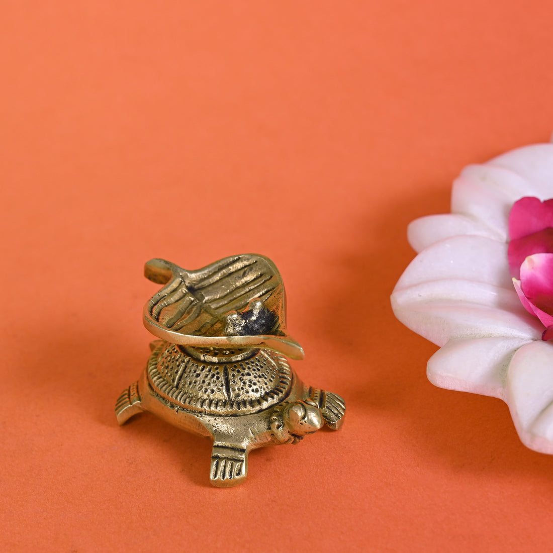 Brass Peepal Leaf Turtle Diya ( 1.5" )
