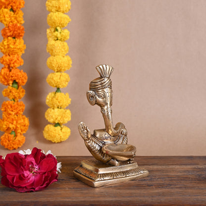 Brass Turban Ganesh (5.5")