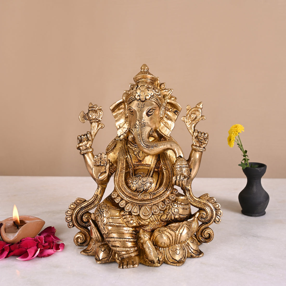 Brass Ganesh Murti (8")