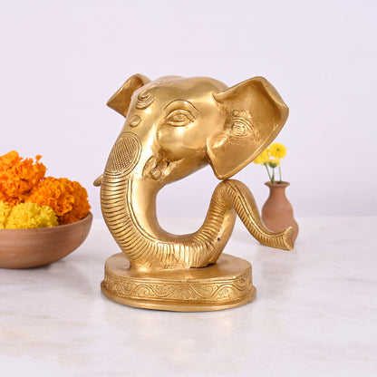 Brass Shiny Unique ganpati Idols ( 6" )