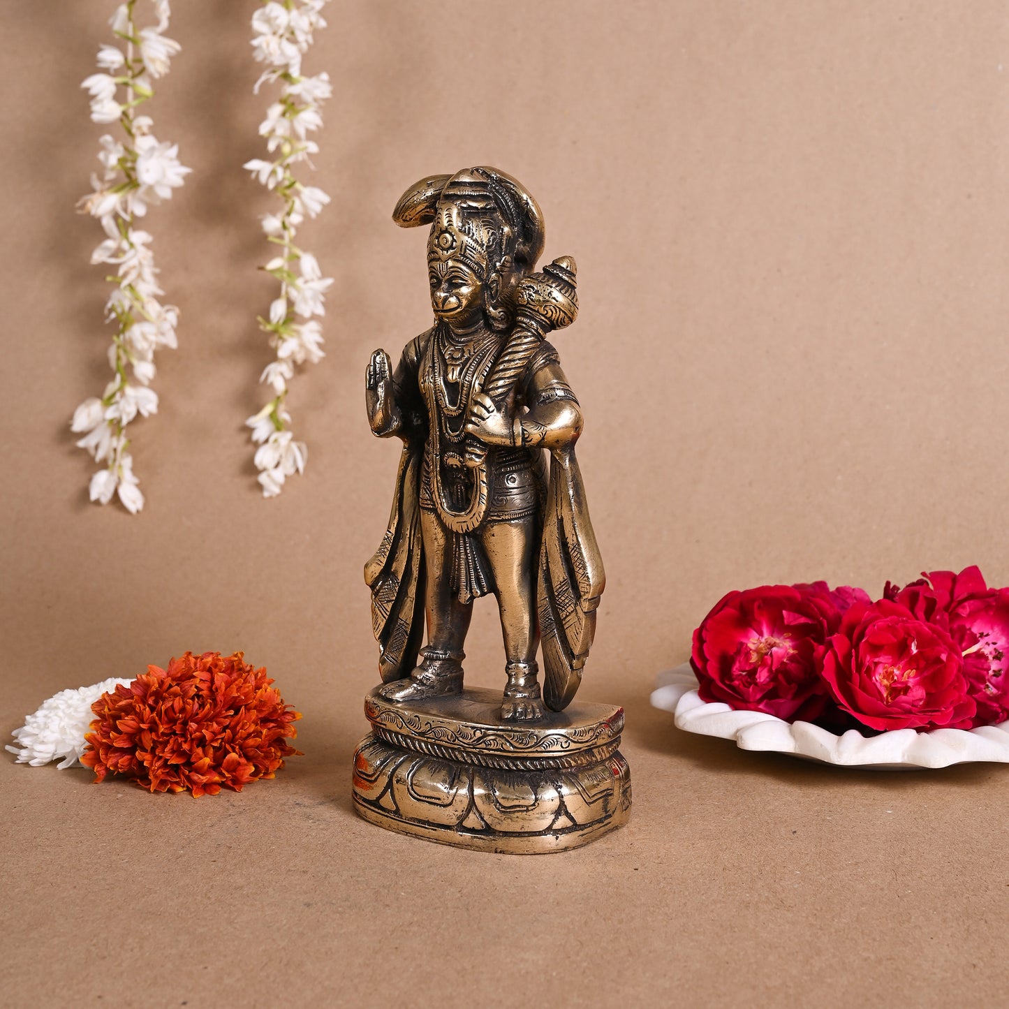 Brass Standing Hanuman Statue (8.5")
