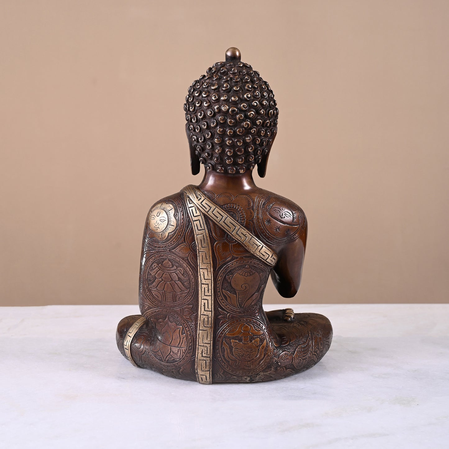 Brass Blessing Buddha Idol (12")