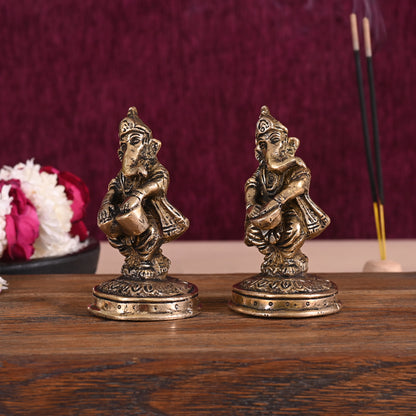 Brass Ganesha - Set of 2 ( 4" )