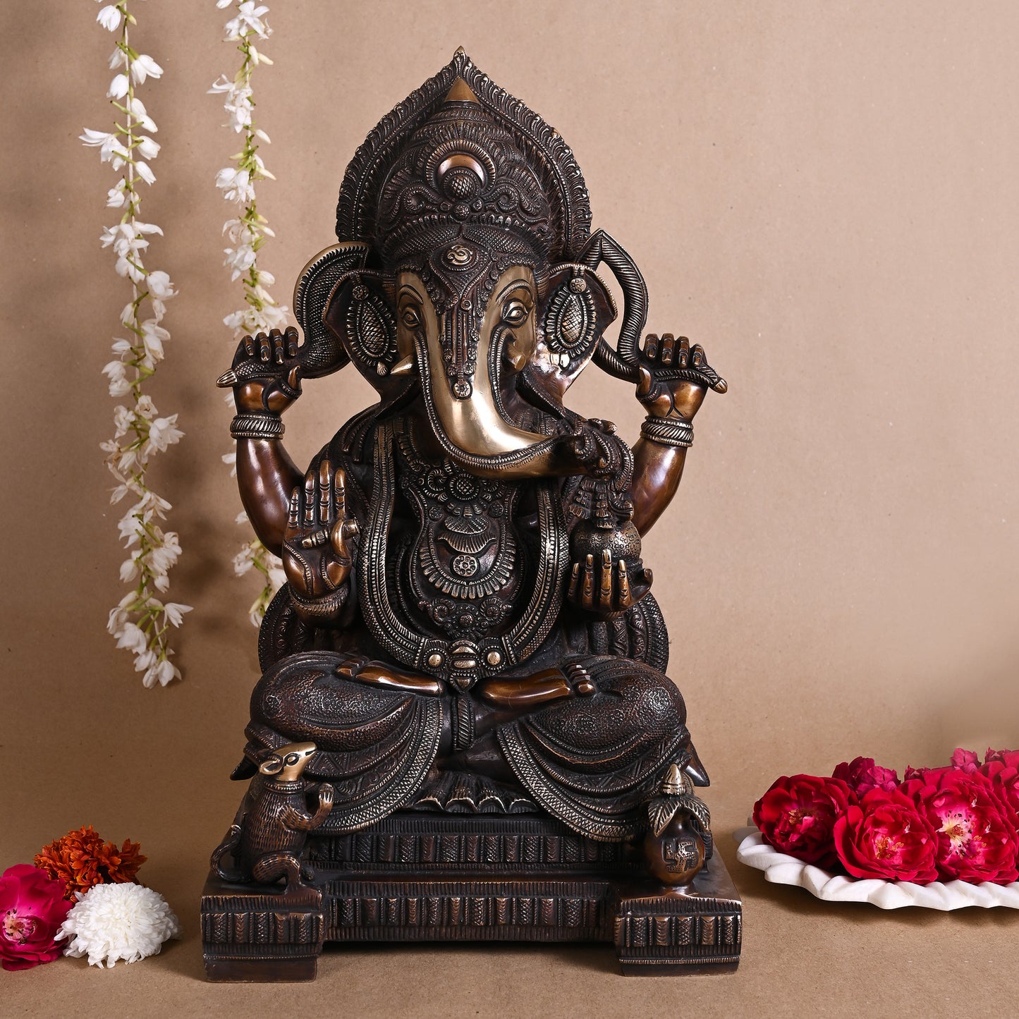 Brass Ganesh Idol Big Size (18.5")