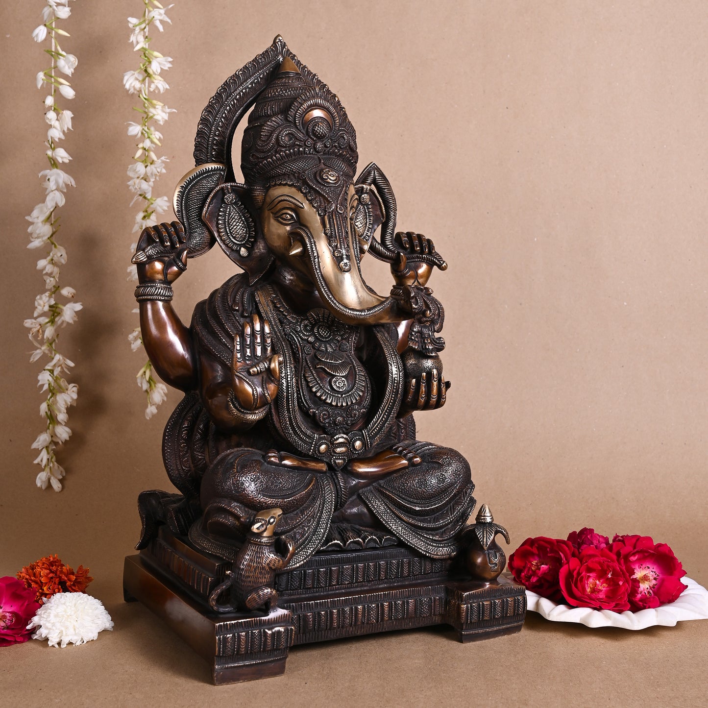 Brass Ganesh Idol Big Size (18.5")