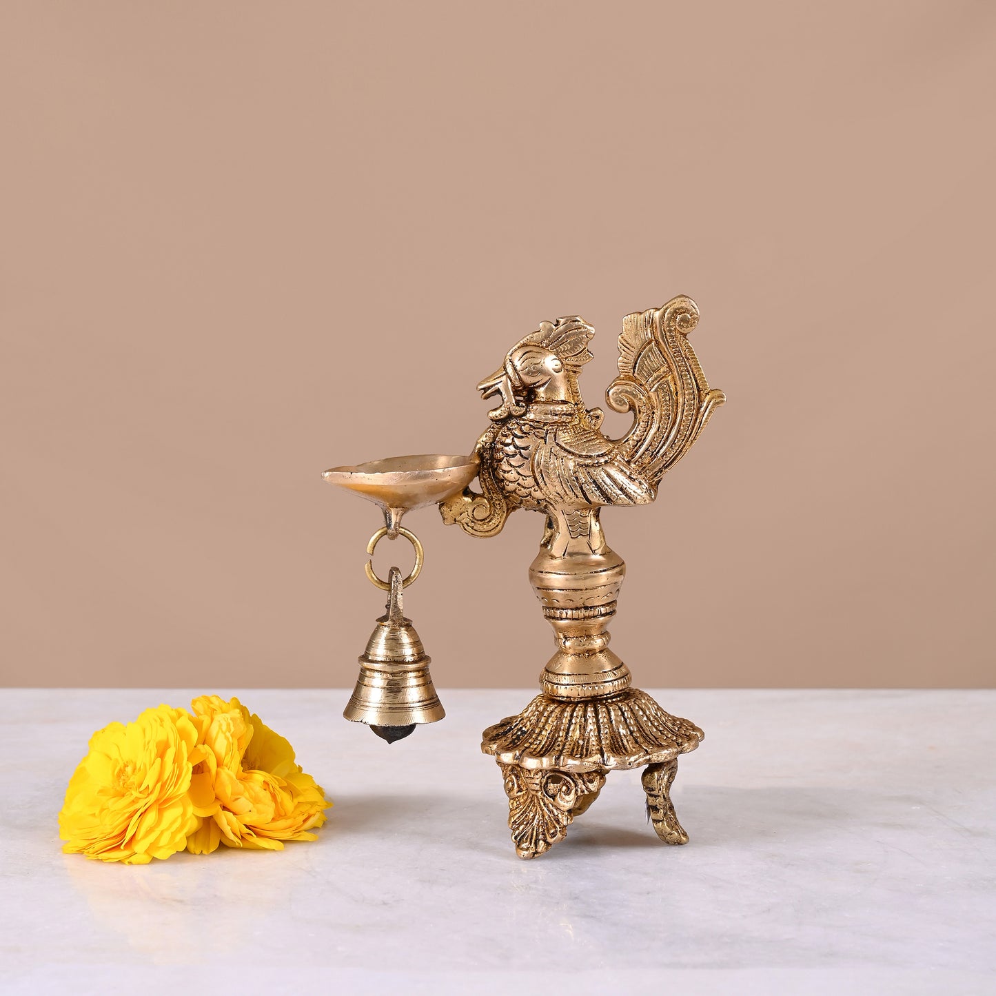 Brass Peackock Standing Diya ( 6.5" )