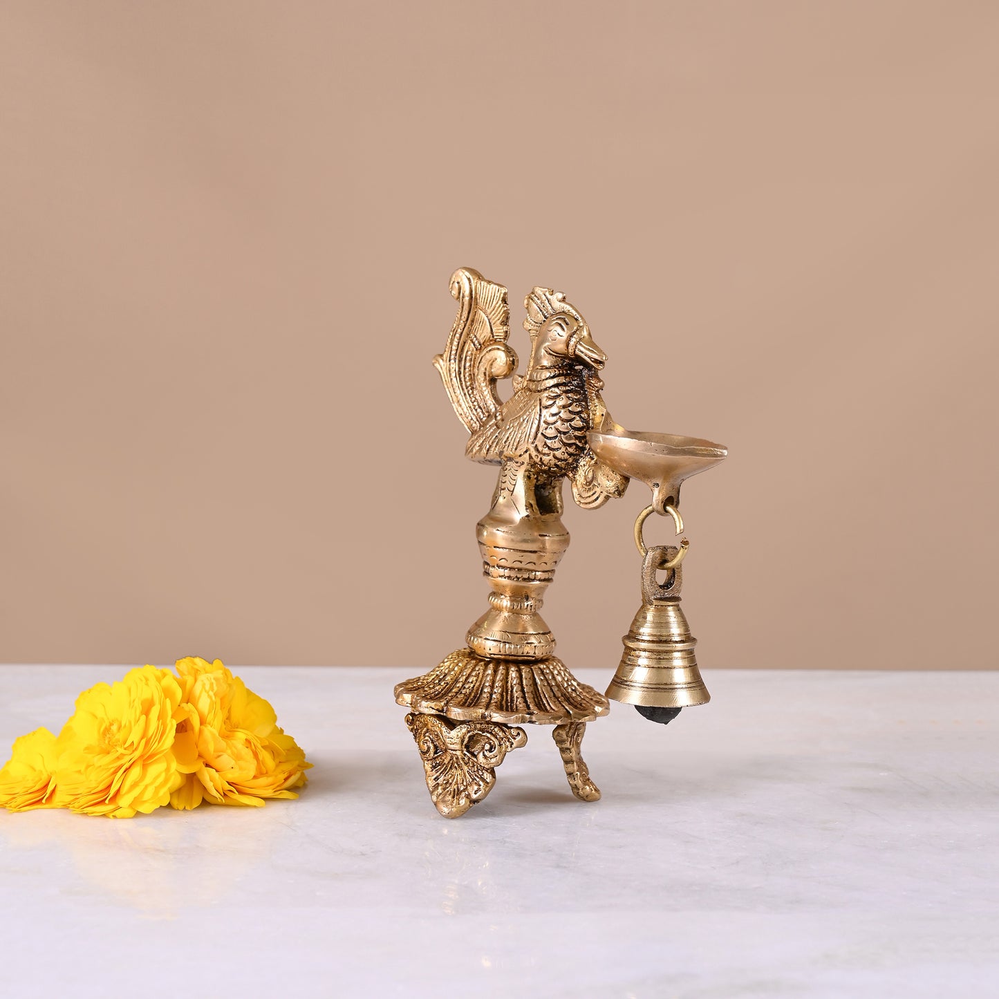 Brass Peackock Standing Diya ( 6.5" )