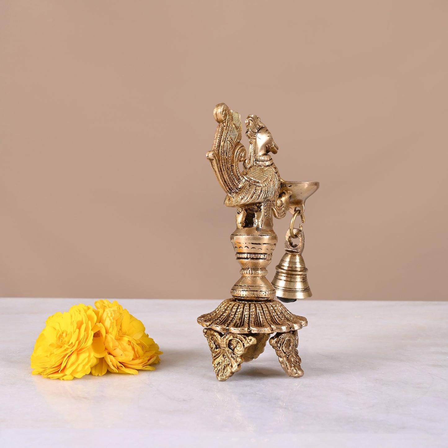 Brass Peackock Standing Diya ( 6.5" )