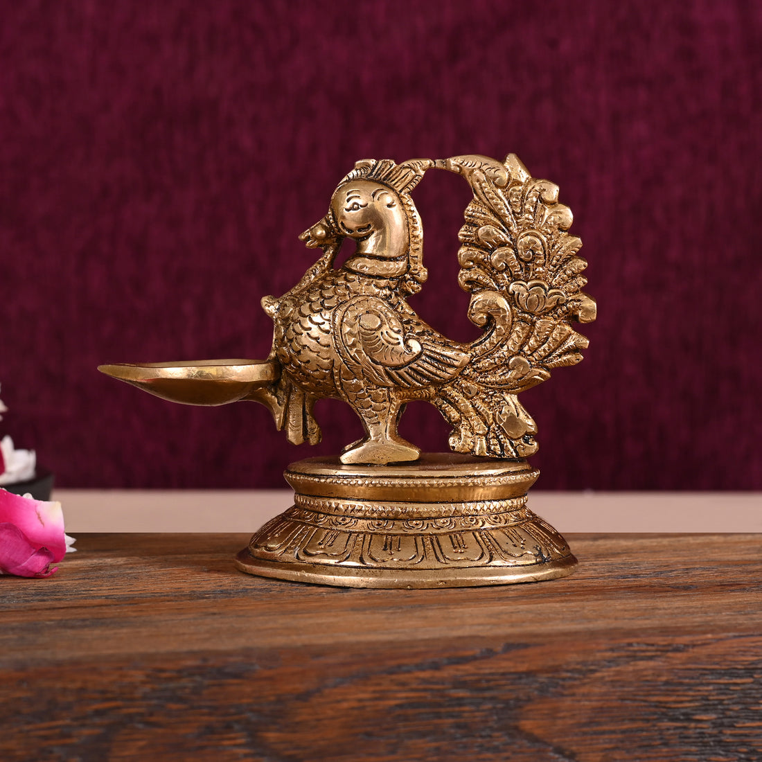 Brass Peacock Diya ( 5" )