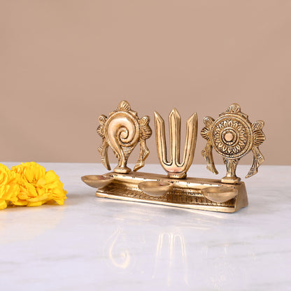 Brass Shank Chakra Diya (4")
