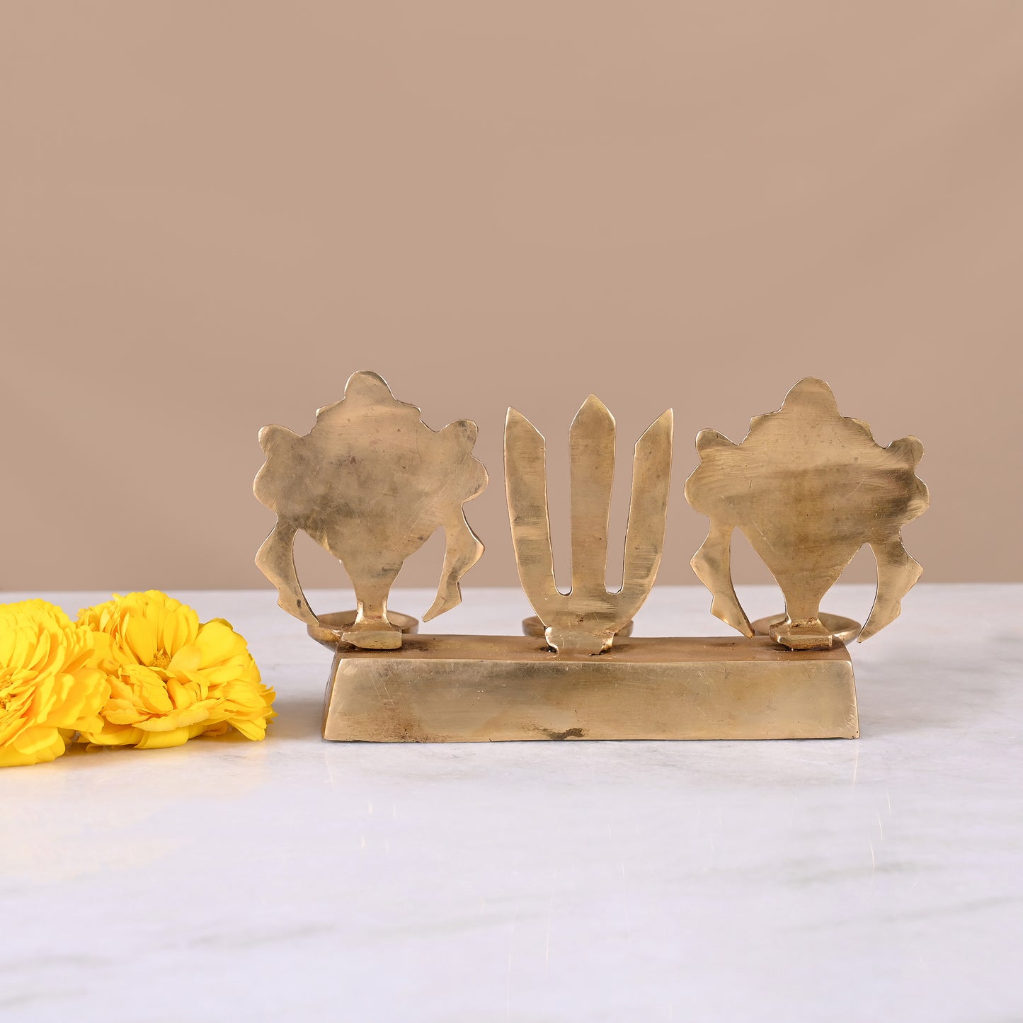 Brass Shank Chakra Diya (4")