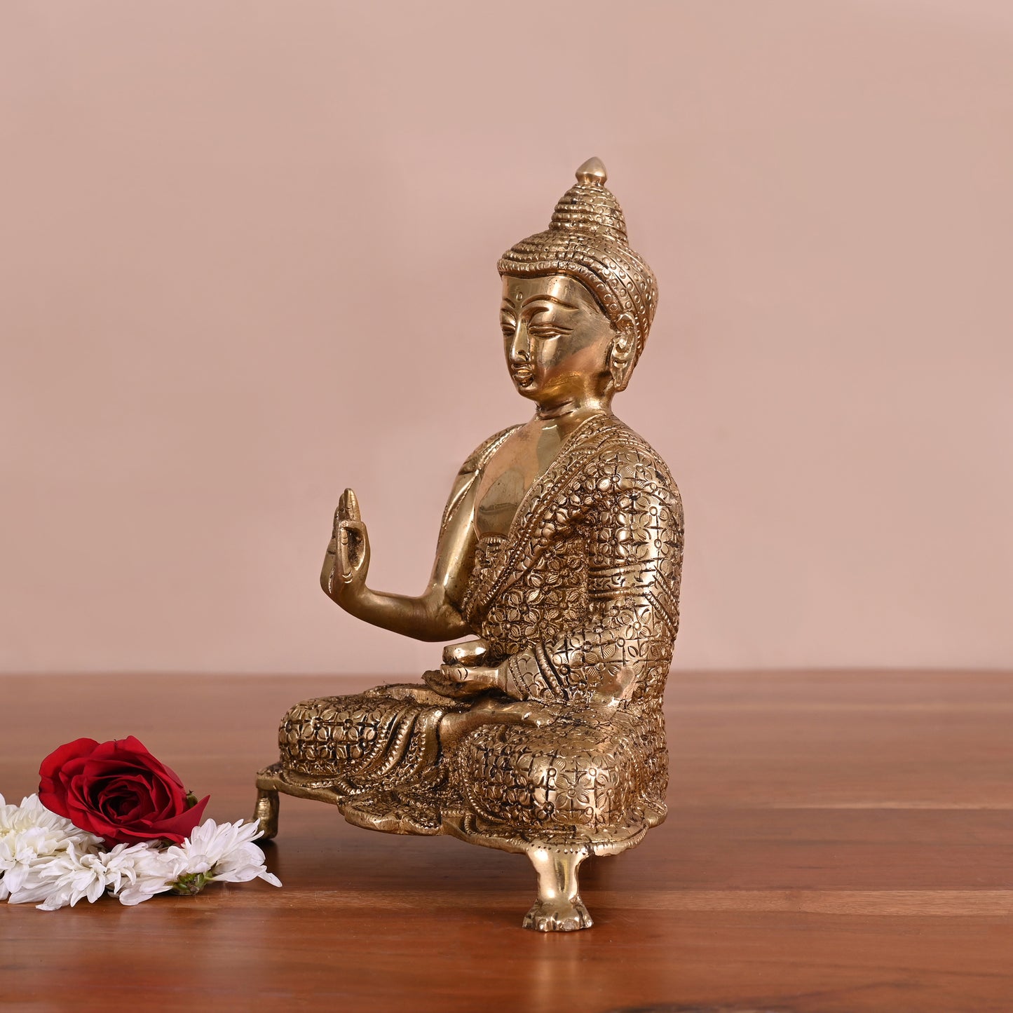 Brass Meditating Buddha (9.5")