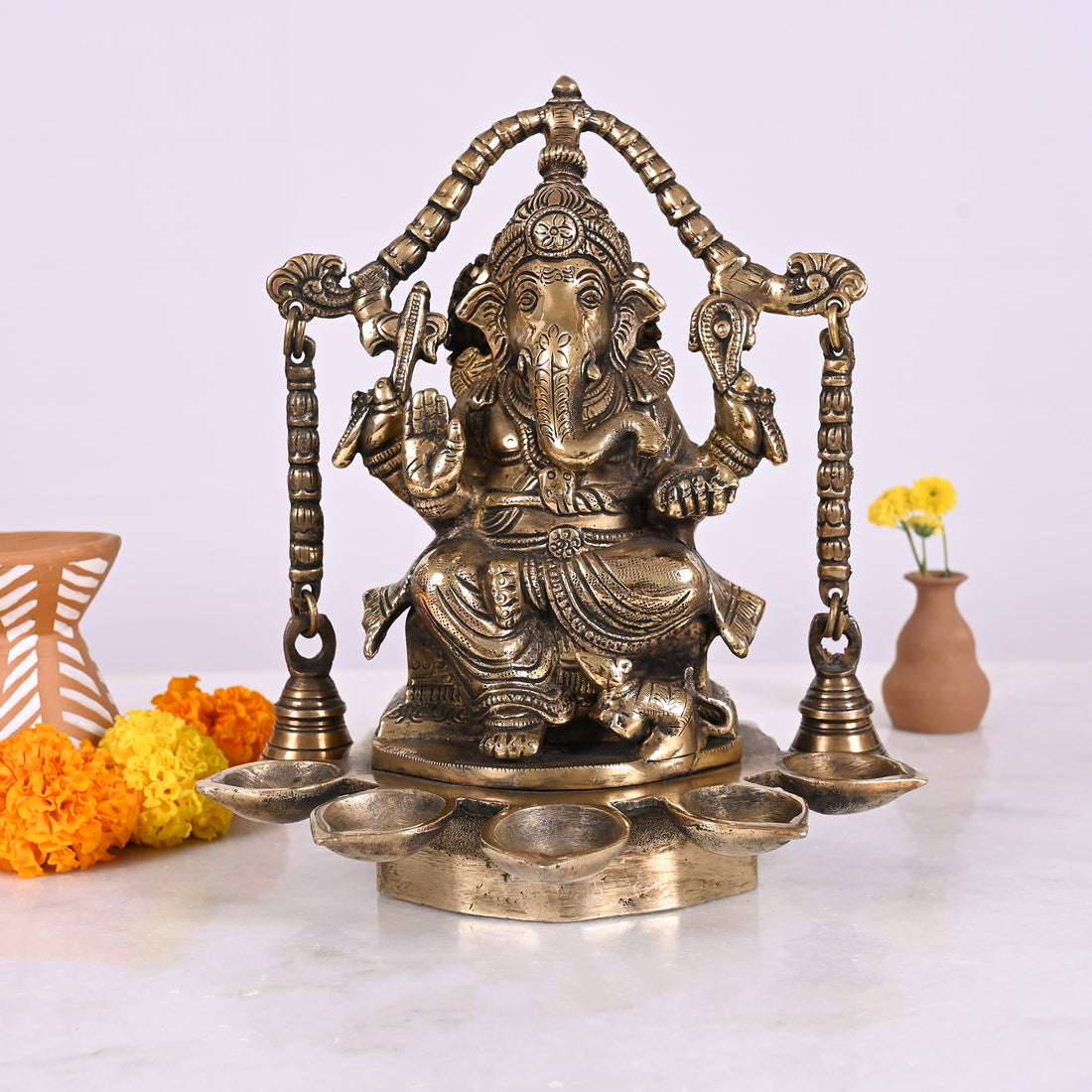 Brass Pooja Ganesh Idol (8.5")