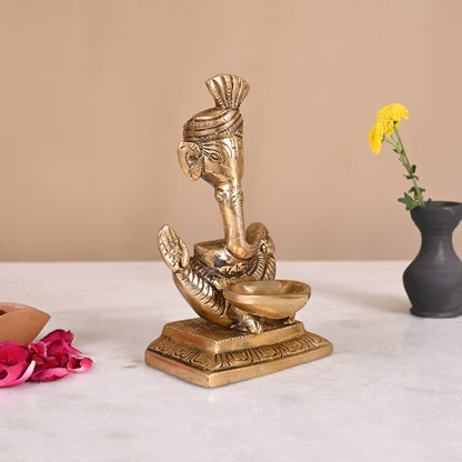 Brass Ganesh Statue with Diya ( 5.5" )