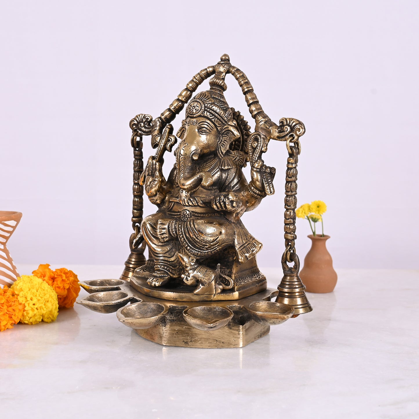 Brass Pooja Ganesh Idol (8.5")