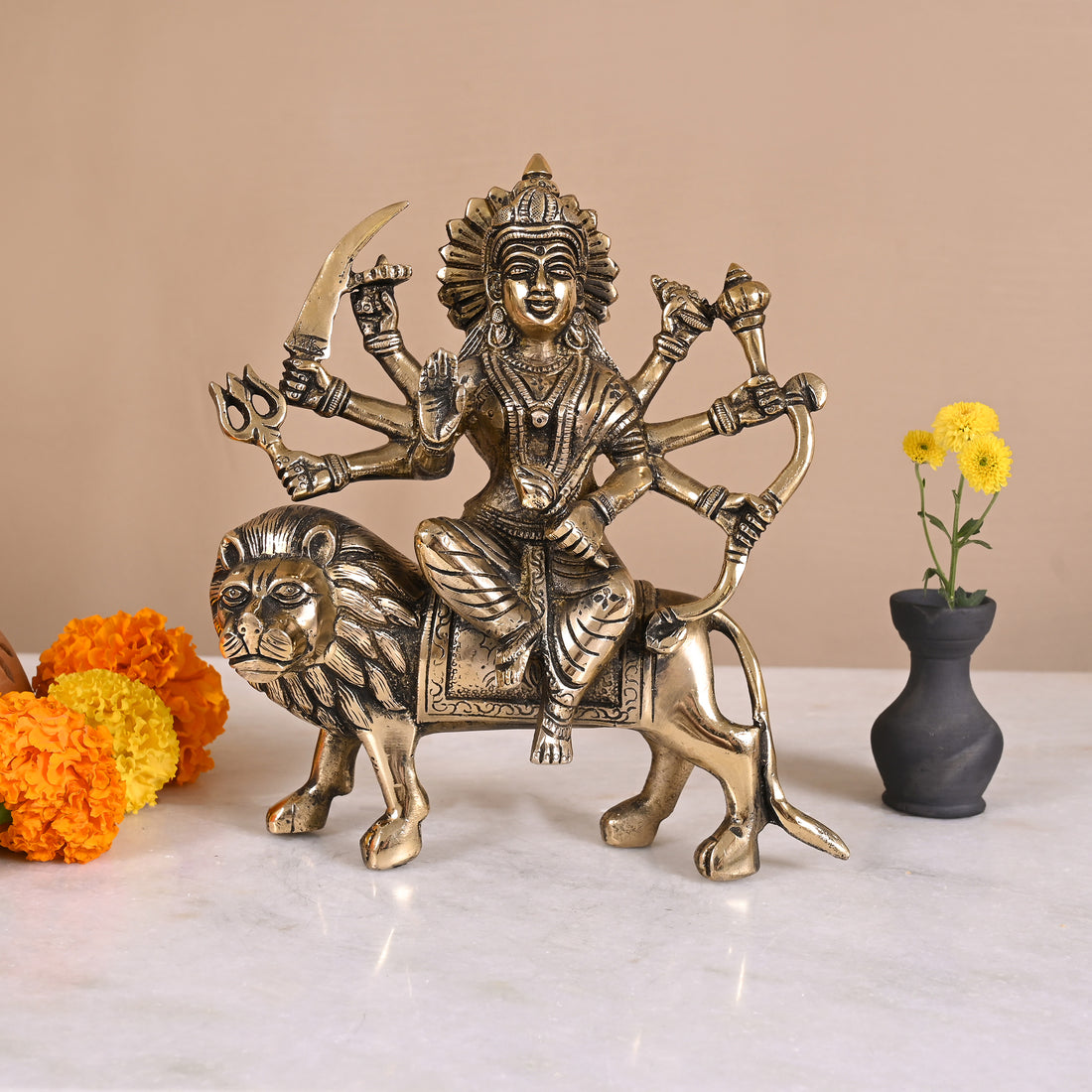 Brass Durga Murti (8")