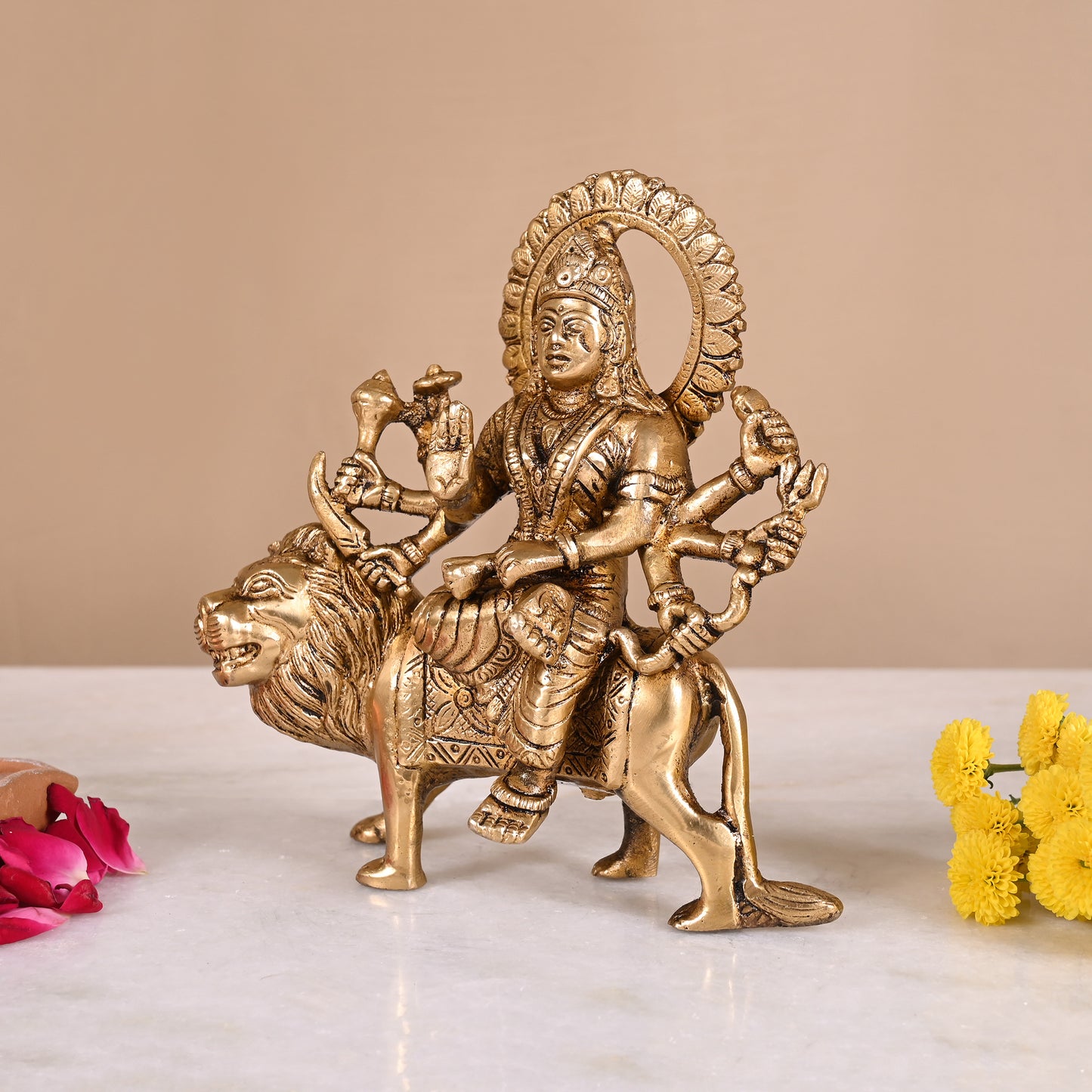 Maa Durga Brass Idol (6")