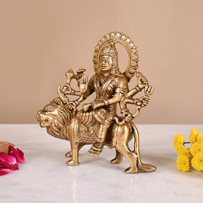 Maa Durga Brass Idol (6")