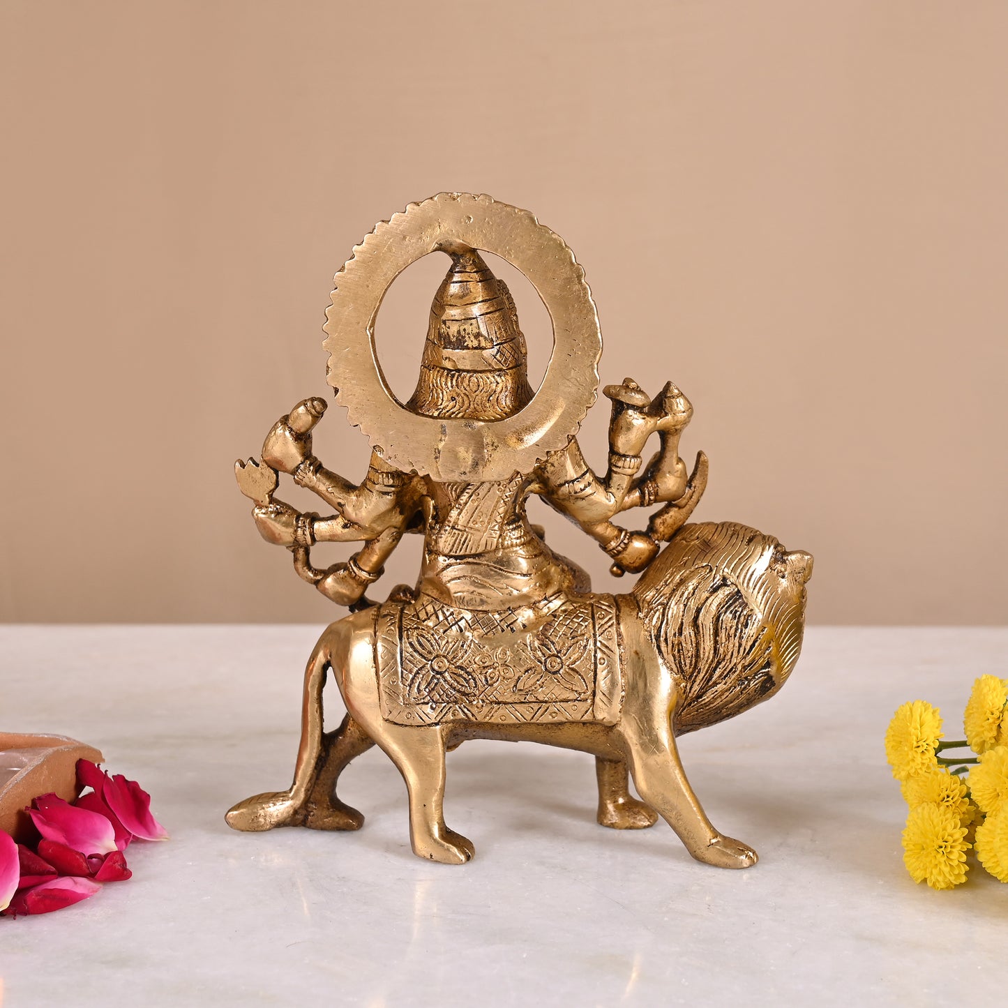 Maa Durga Brass Idol (6")