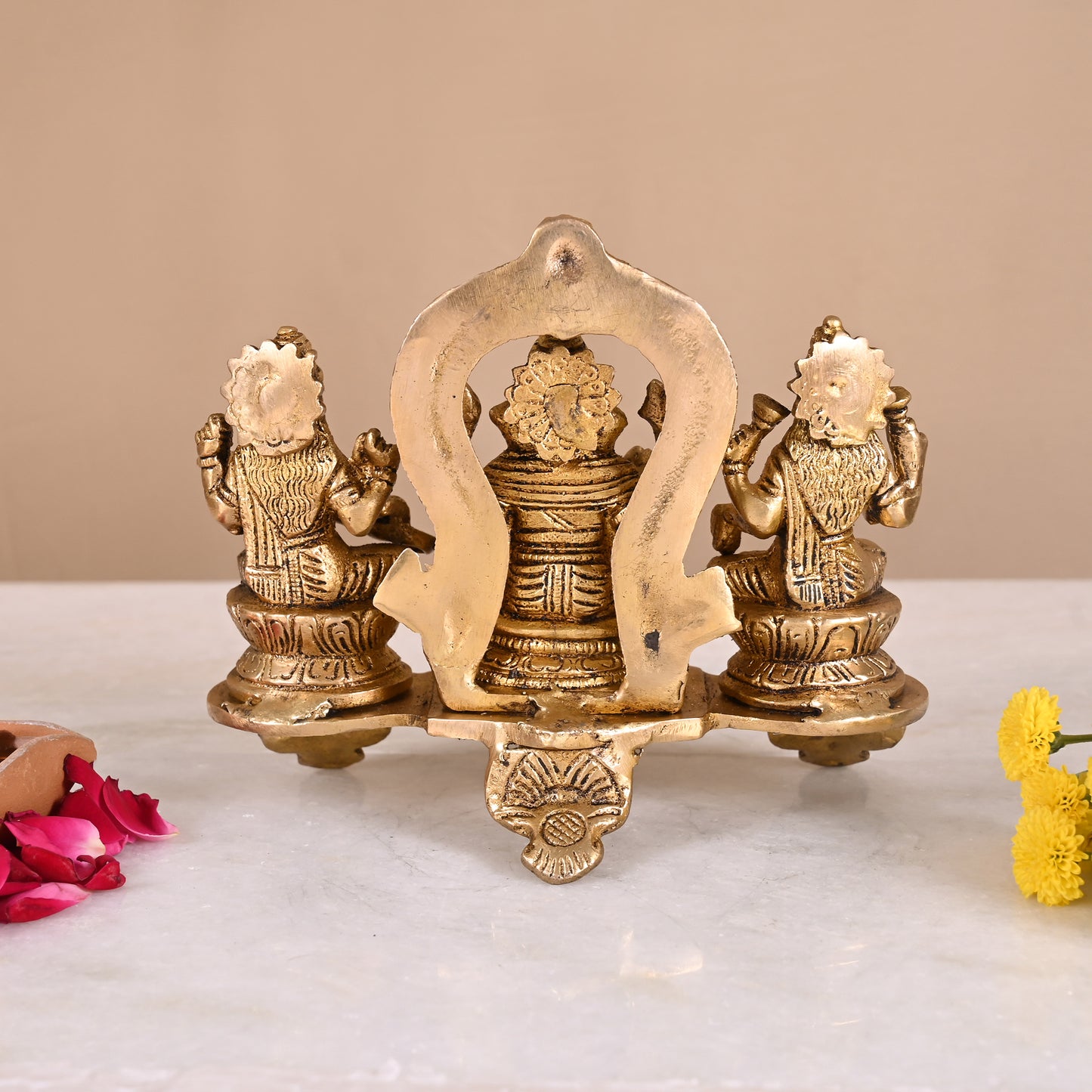 Brass Lakshmi Ganesh Saraswati Idol (5.5")