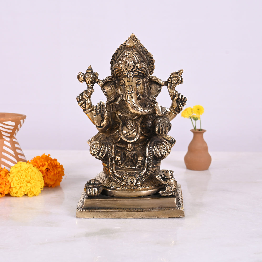 Brass Ganesh Murti (7")