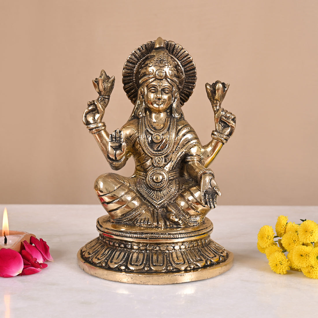 Brass Lakshmi Devi Idols (8")