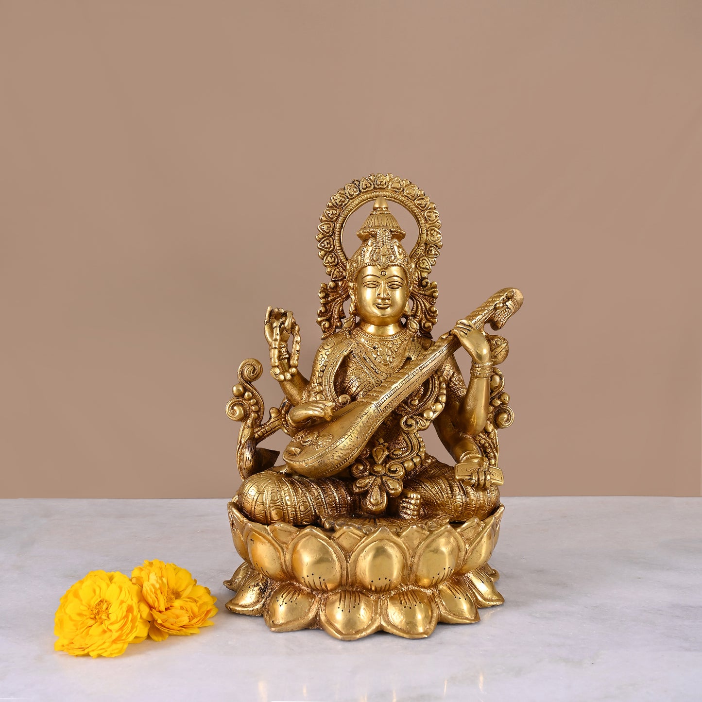 Brass Goddess Saraswati Idol ( 12" )
