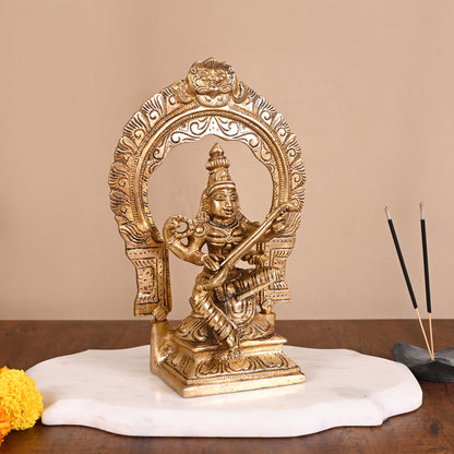Brass Godess Saraswati Idol ( 9" )