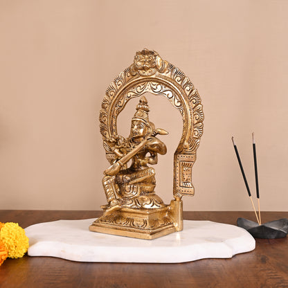Brass Godess Saraswati Idol ( 9" )