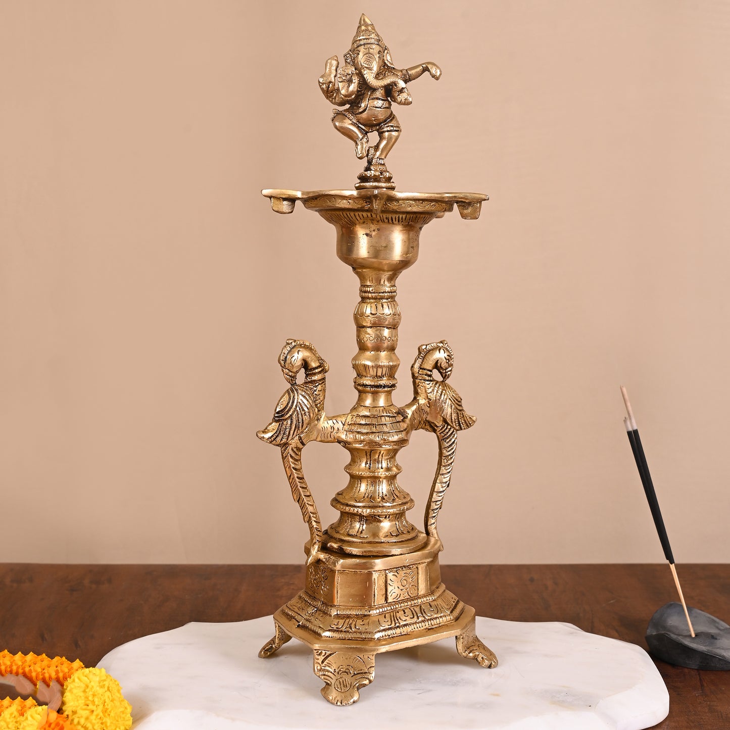 Brass Peacock Standing Lamp ( 14" )
