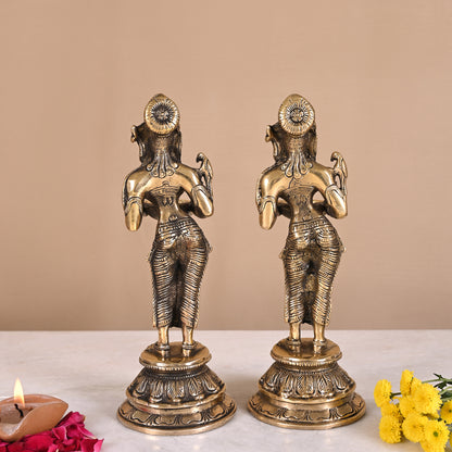 Brass Lakshmi Statue Set of 2 (9.5")
