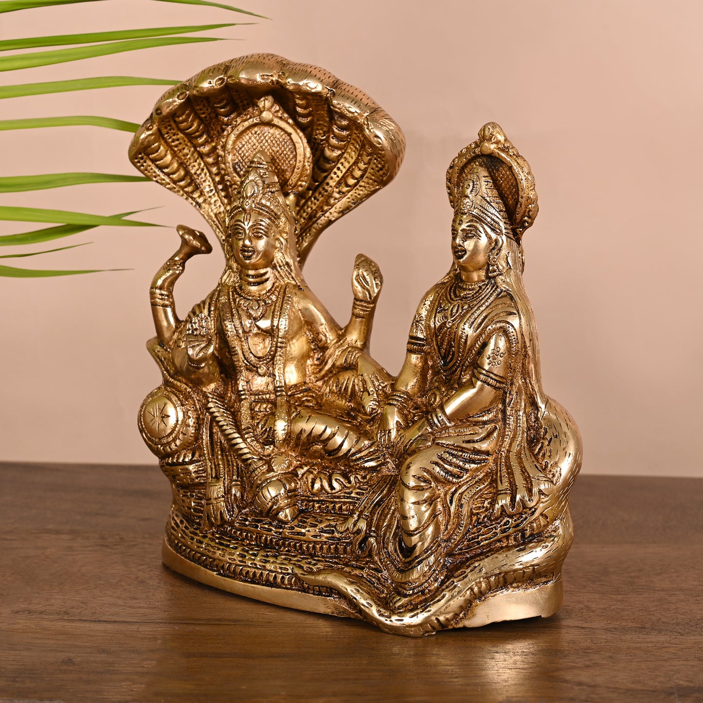 Brass Vishnu Laxmi Murti (8")