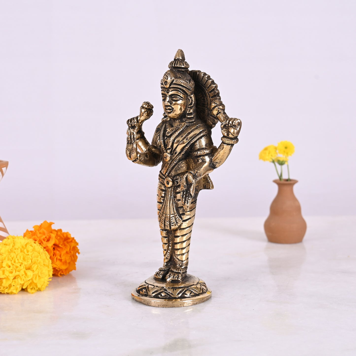 BRASS STANDING GODDESS LAKSHMI IDOL ( 7.5" )