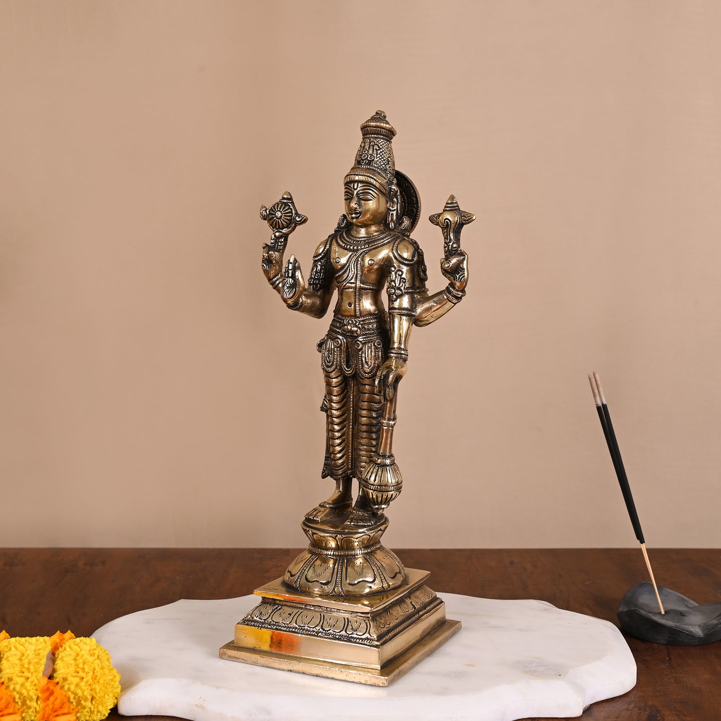 Brass God Vishnu Idol (11.5")