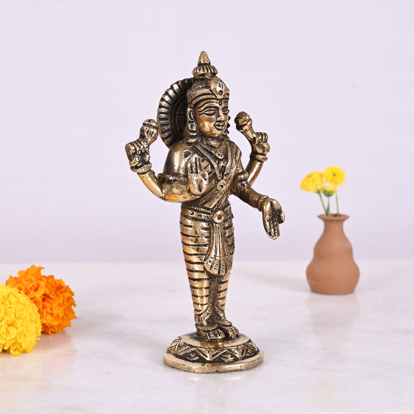 BRASS STANDING GODDESS LAKSHMI IDOL ( 7.5" )