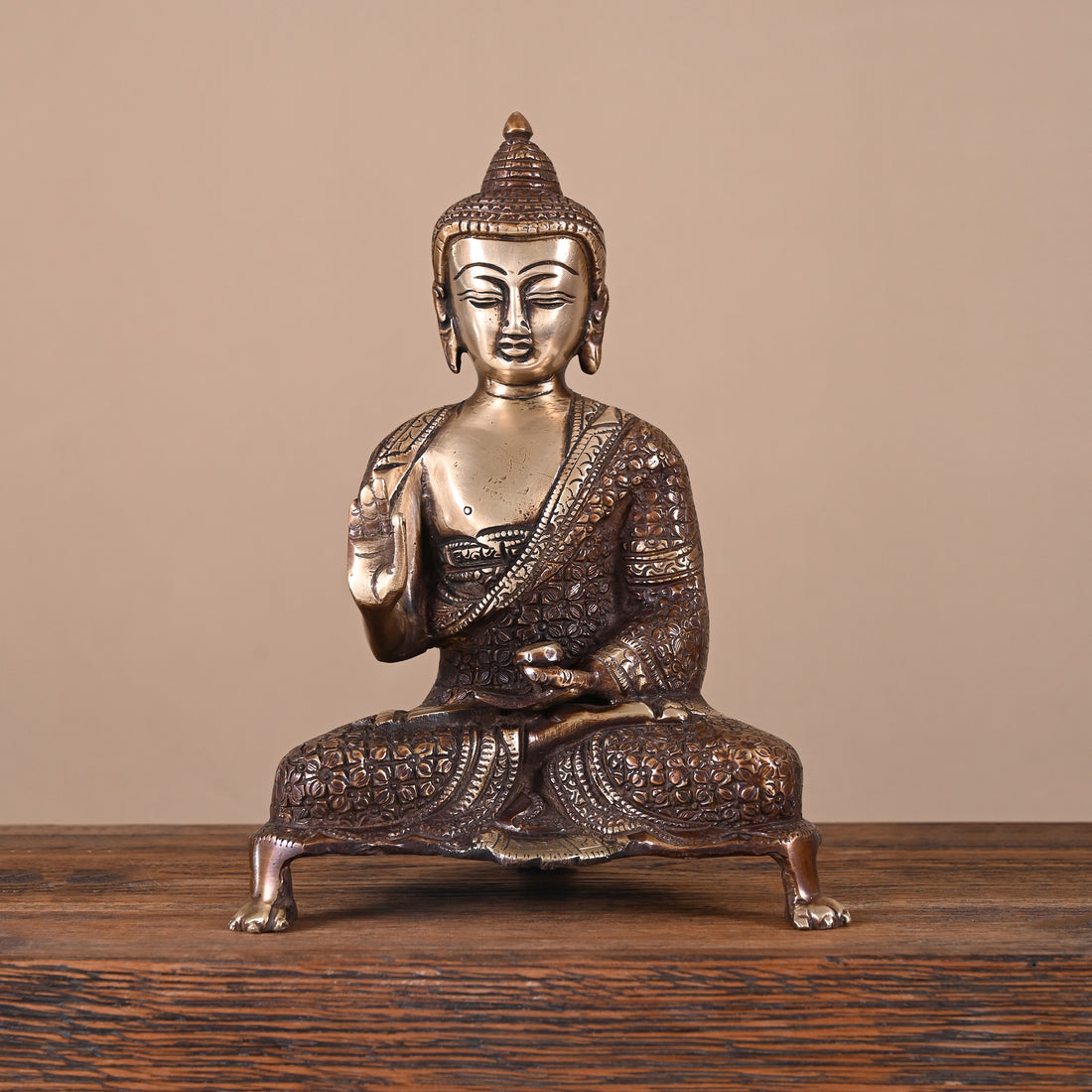 Brass Buddha Idol (11")