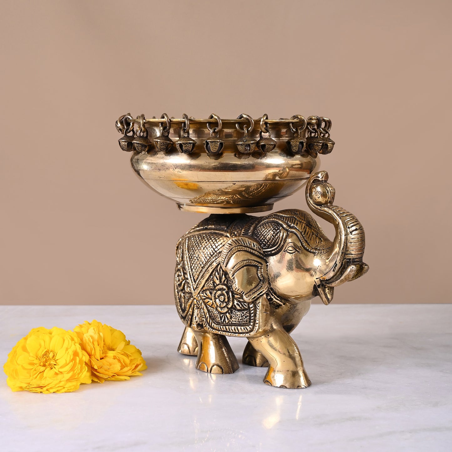 Brass Elephant Urli ( 8" )