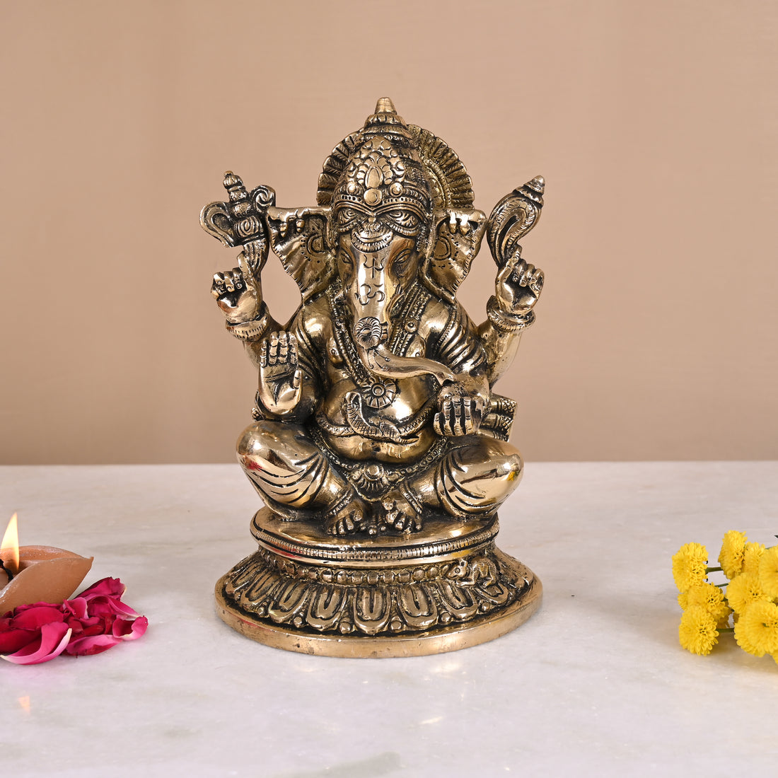 Brass Ganesha Statue (6")