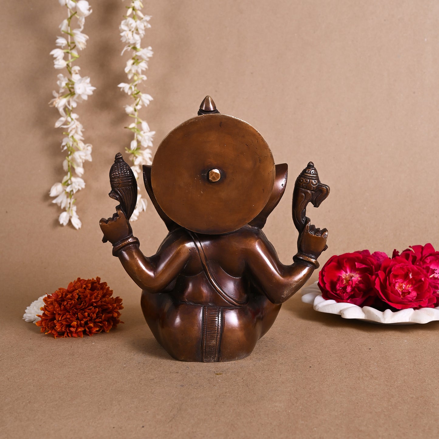 ANTIQUE BRASS GANESH IDOL (8")
