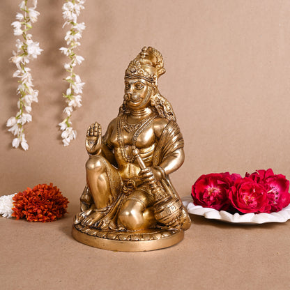 Brass Lord Hanuman Idol ( 9" )