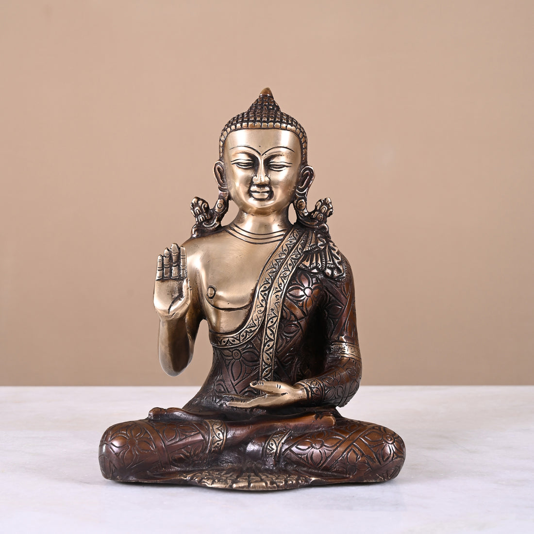 Brass Meditating Buddha (8")